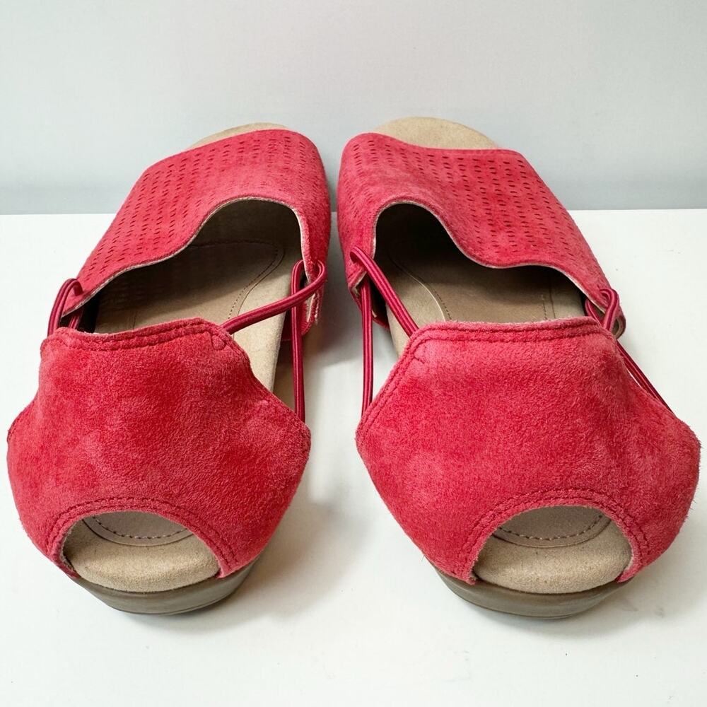 Earth Alder Abra Ginger Suede Slip On Sandals Spicy Red Open Toe Womens Size 7.5 - Picture 5 of 7